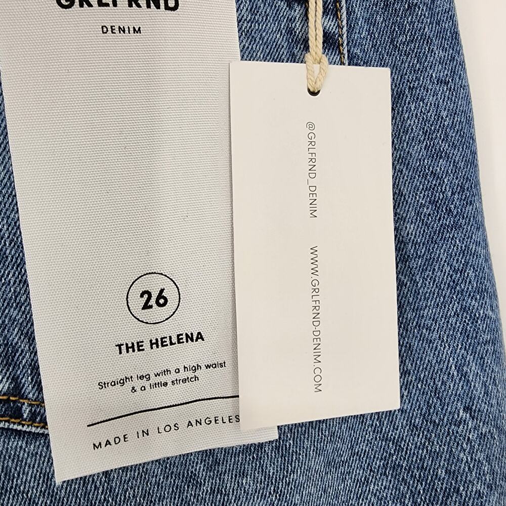 GRLFRND Button Fly Straight Leg Medium Wash Helena in Missing Words Size 26 - Picture 4 of 8